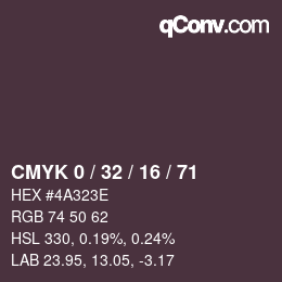 Color code: CMYK 0 / 32 / 16 / 71 | qconv.com