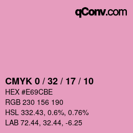 カラーコード: CMYK 0 / 32 / 17 / 10 | qconv.com