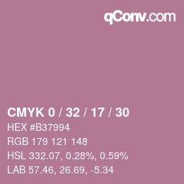 カラーコード: CMYK 0 / 32 / 17 / 30 | qconv.com