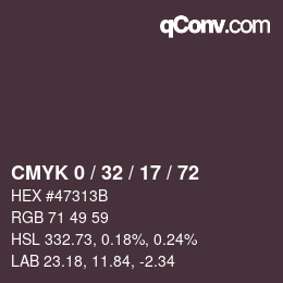 Color code: CMYK 0 / 32 / 17 / 72 | qconv.com