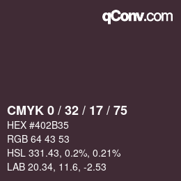 カラーコード: CMYK 0 / 32 / 17 / 75 | qconv.com
