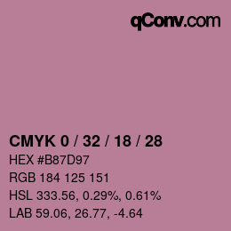 Color code: CMYK 0 / 32 / 18 / 28 | qconv.com