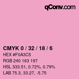 カラーコード: CMYK 0 / 32 / 18 / 6 | qconv.com