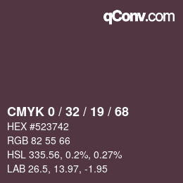 カラーコード: CMYK 0 / 32 / 19 / 68 | qconv.com