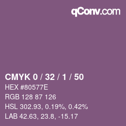 Farbcode: CMYK 0 / 32 / 1 / 50 | qconv.com