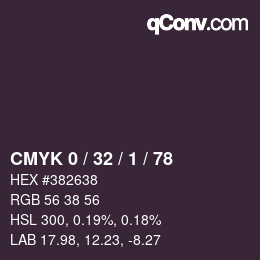 カラーコード: CMYK 0 / 32 / 1 / 78 | qconv.com