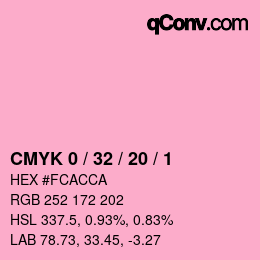カラーコード: CMYK 0 / 32 / 20 / 1 | qconv.com