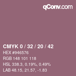 Farbcode: CMYK 0 / 32 / 20 / 42 | qconv.com