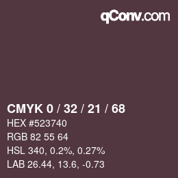 Color code: CMYK 0 / 32 / 21 / 68 | qconv.com