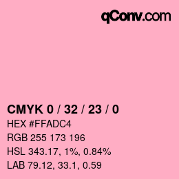 Farbcode: CMYK 0 / 32 / 23 / 0 | qconv.com