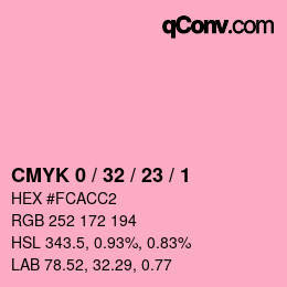 カラーコード: CMYK 0 / 32 / 23 / 1 | qconv.com