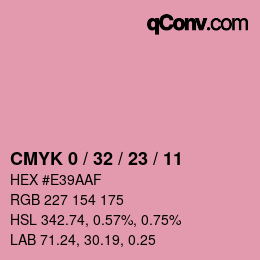 カラーコード: CMYK 0 / 32 / 23 / 11 | qconv.com