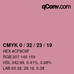 カラーコード: CMYK 0 / 32 / 23 / 19 | qconv.com
