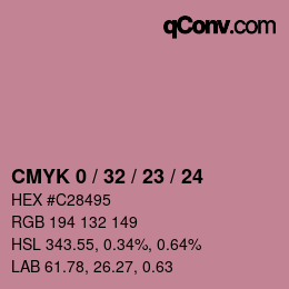 カラーコード: CMYK 0 / 32 / 23 / 24 | qconv.com