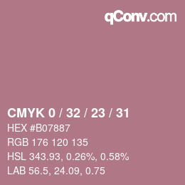 颜色代码: CMYK 0 / 32 / 23 / 31 | qconv.com