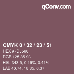 カラーコード: CMYK 0 / 32 / 23 / 51 | qconv.com