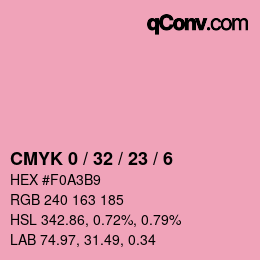 カラーコード: CMYK 0 / 32 / 23 / 6 | qconv.com