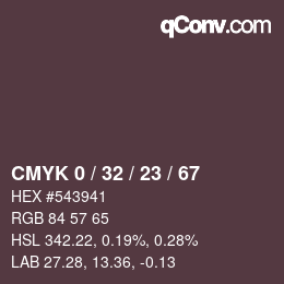 カラーコード: CMYK 0 / 32 / 23 / 67 | qconv.com