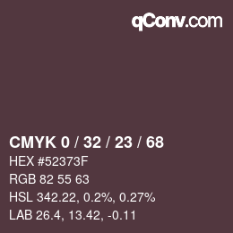 Color code: CMYK 0 / 32 / 23 / 68 | qconv.com