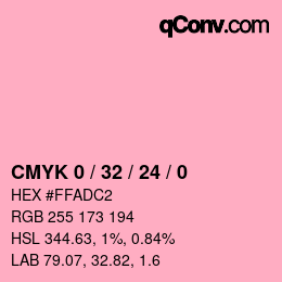 カラーコード: CMYK 0 / 32 / 24 / 0 | qconv.com