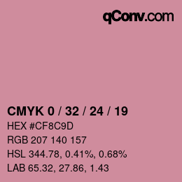 カラーコード: CMYK 0 / 32 / 24 / 19 | qconv.com