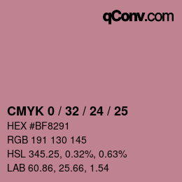 カラーコード: CMYK 0 / 32 / 24 / 25 | qconv.com