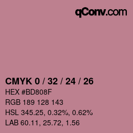 Farbcode: CMYK 0 / 32 / 24 / 26 | qconv.com