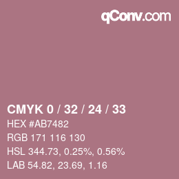 カラーコード: CMYK 0 / 32 / 24 / 33 | qconv.com