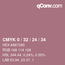 カラーコード: CMYK 0 / 32 / 24 / 34 | qconv.com