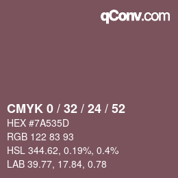 Color code: CMYK 0 / 32 / 24 / 52 | qconv.com