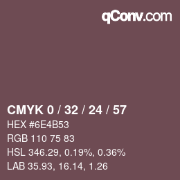 カラーコード: CMYK 0 / 32 / 24 / 57 | qconv.com