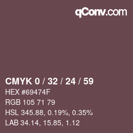カラーコード: CMYK 0 / 32 / 24 / 59 | qconv.com