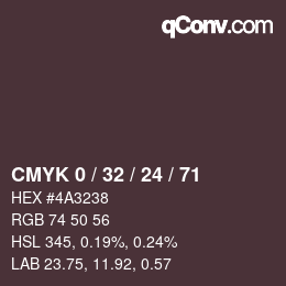 カラーコード: CMYK 0 / 32 / 24 / 71 | qconv.com