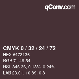 Farbcode: CMYK 0 / 32 / 24 / 72 | qconv.com