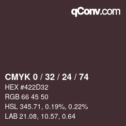 カラーコード: CMYK 0 / 32 / 24 / 74 | qconv.com
