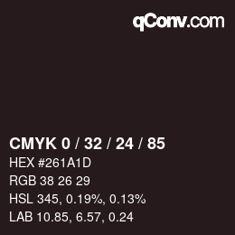 カラーコード: CMYK 0 / 32 / 24 / 85 | qconv.com