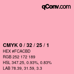 カラーコード: CMYK 0 / 32 / 25 / 1 | qconv.com