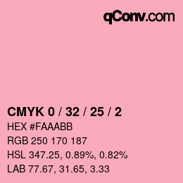 カラーコード: CMYK 0 / 32 / 25 / 2 | qconv.com