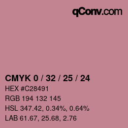 カラーコード: CMYK 0 / 32 / 25 / 24 | qconv.com