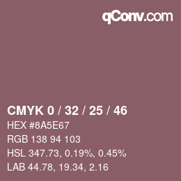 Color code: CMYK 0 / 32 / 25 / 46 | qconv.com