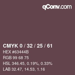 カラーコード: CMYK 0 / 32 / 25 / 61 | qconv.com