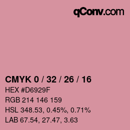 カラーコード: CMYK 0 / 32 / 26 / 16 | qconv.com