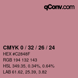カラーコード: CMYK 0 / 32 / 26 / 24 | qconv.com