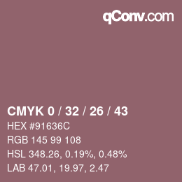 Farbcode: CMYK 0 / 32 / 26 / 43 | qconv.com
