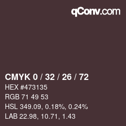 颜色代码: CMYK 0 / 32 / 26 / 72 | qconv.com