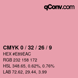 カラーコード: CMYK 0 / 32 / 26 / 9 | qconv.com