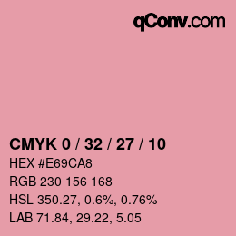 カラーコード: CMYK 0 / 32 / 27 / 10 | qconv.com
