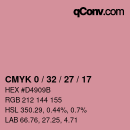 カラーコード: CMYK 0 / 32 / 27 / 17 | qconv.com
