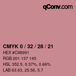 カラーコード: CMYK 0 / 32 / 28 / 21 | qconv.com