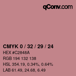 カラーコード: CMYK 0 / 32 / 29 / 24 | qconv.com